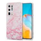 For Huawei P40 Pro+ TPU Glossy Marble Pattern IMD Protective Case(Light Pink) - 1