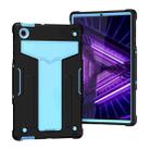 For Lenovo M10 Plus TB-X606F T-shaped Bracket Contrast Color Shockproof PC + Silicone Protective Case(Black + Blue) - 1