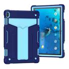 For Lenovo M10 FHD REL TB-X605F T-shaped Bracket Contrast Color Shockproof PC + Silicone Protective Case(Navy Blue + Blue) - 1