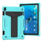 For Lenovo M10 FHD REL TB-X605F T-shaped Bracket Contrast Color Shockproof PC + Silicone Protective Case(Mint Green + Black) - 1