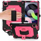 360 Degree Rotation Turntable Contrast Color Robot Shockproof Silicone + PC Protective Case with Holder For iPad Air 2022 / 2020 10.9 / Pro 11 (2020)(Black + Rose Red) - 1