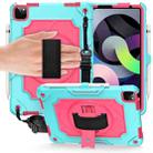 360 Degree Rotation Turntable Contrast Color Robot Shockproof Silicone + PC Protective Case with Holder For iPad Air 2022 / 2020 10.9 / Pro 11 (2020)(Mint Green + Rose Red) - 1