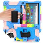 For Amazon Kindle Fire HD 8 2020 360 Degree Rotation Turntable Contrast Color Robot Shockproof Silicone + PC Protective Case with Holder(Colorful + Blue) - 1
