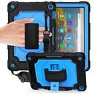 For Amazon Kindle Fire HD 8 2020 360 Degree Rotation Turntable Contrast Color Robot Shockproof Silicone + PC Protective Case with Holder(Black + Blue) - 1