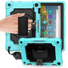 For Amazon Kindle Fire HD 8 2020 360 Degree Rotation Turntable Contrast Color Robot Shockproof Silicone + PC Protective Case with Holder(Mint Green + Black) - 1