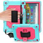 For Amazon Kindle Fire HD 8 2020 360 Degree Rotation Turntable Contrast Color Robot Shockproof Silicone + PC Protective Case with Holder(Mint Green + Rose Red) - 1