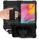 For Samsung Tab A 8.0 (2019)/T290 360 Degree Rotation Turntable Contrast Color Robot Shockproof Silicone + PC Protective Case with Holder(Black) - 1