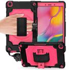 For Samsung Tab A 8.0 (2019)/T290 360 Degree Rotation Turntable Contrast Color Robot Shockproof Silicone + PC Protective Case with Holder(Black + Rose Red) - 1