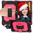 For Samsung Galaxy Tab A7 10.4 (2020)/T500 360 Degree Rotation Turntable Contrast Color Robot Shockproof Silicone + PC Protective Case with Holder(Black + Rose Red) - 1