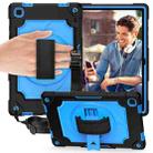 For Samsung Galaxy Tab A7 10.4 (2020)/T500 360 Degree Rotation Turntable Contrast Color Robot Shockproof Silicone + PC Protective Case with Holder(Black + Blue) - 1