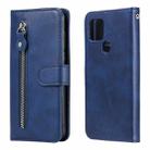 For Google Pixel 5 XL / Pixel 4a 5G Fashion Calf Texture Zipper Horizontal Flip Leather Case with Holder & Card Slots & Wallet(Blue) - 1