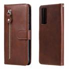 For Huawei P Smart 2021 / Y7a / Honor 10X Lite Fashion Calf Texture Zipper Horizontal Flip Leather Case with Holder & Card Slots & Wallet(Brown) - 1