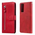 For Huawei P Smart 2021 / Y7a / Honor 10X Lite Fashion Calf Texture Zipper Horizontal Flip Leather Case with Holder & Card Slots & Wallet(Red) - 1