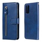 For Xiaomi Poco M3 / Redmi Note 9 4G Fashion Calf Texture Zipper Horizontal Flip Leather Case with Holder & Card Slots & Wallet(Blue) - 1