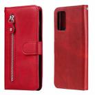 For Xiaomi Poco M3 / Redmi Note 9 4G Fashion Calf Texture Zipper Horizontal Flip Leather Case with Holder & Card Slots & Wallet(Red) - 1