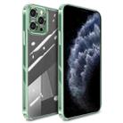 High Transparent TPU Soft Frame + Glass Back Fine Hole Protective Case For iPhone 11 Pro(Green) - 1