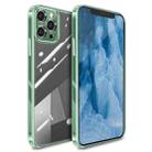 For iPhone 12 Pro High Transparent TPU Soft Frame + Glass Back Fine Hole Protective Case(Green) - 1