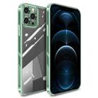 For iPhone 12 Pro Max High Transparent TPU Soft Frame + Glass Back Fine Hole Protective Case(Green) - 1