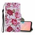 For Samsung Galaxy A02s (US Edition) Colored Drawing Pattern Horizontal Flip Leather Case with Holder & Card Slots & Wallet & Lanyard(Peonies) - 1