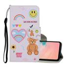 For Samsung Galaxy S21 5G Colored Drawing Pattern Horizontal Flip Leather Case with Holder & Card Slots & Wallet & Lanyard(Smiling Bear) - 1