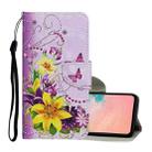 For Samsung Galaxy S21 5G Colored Drawing Pattern Horizontal Flip Leather Case with Holder & Card Slots & Wallet & Lanyard(Yellow Flower Butterfly) - 1