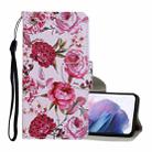 For Samsung Galaxy S21+ 5G Colored Drawing Pattern Horizontal Flip Leather Case with Holder & Card Slots & Wallet & Lanyard(Peonies) - 1