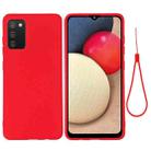 For Samsung Galaxy A02s (US Version) Pure Color Liquid Silicone Shockproof Full Coverage Case(Red) - 1