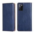 For Samsung Galaxy Note20 Ultra PU + TPU Gloss Oil Solid Color Magnetic Horizontal Flip Leather Case with Holder & Card Slot & Wallet(Blue) - 1
