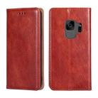 For Samsung Galaxy S9 PU + TPU Gloss Oil Solid Color Magnetic Horizontal Flip Leather Case with Holder & Card Slot & Wallet(Brown) - 1