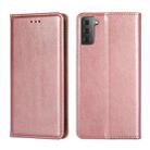 For Samsung Galaxy S21+ 5G PU + TPU Gloss Oil Solid Color Magnetic Horizontal Flip Leather Case with Holder & Card Slot & Wallet(Rose Gold) - 1