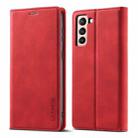 For Samsung Galaxy S21 5G LC.IMEEKE Strong Magnetism Ultra-thin Horizontal Flip Matte TPU + PU Leather Case with Holder & Card Slots & Wallet(Red) - 1