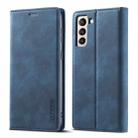 For Samsung Galaxy S21 5G LC.IMEEKE Strong Magnetism Ultra-thin Horizontal Flip Matte TPU + PU Leather Case with Holder & Card Slots & Wallet(Blue) - 1