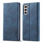 For Samsung Galaxy S21+ 5G LC.IMEEKE Strong Magnetism Ultra-thin Horizontal Flip Matte TPU + PU Leather Case with Holder & Card Slots & Wallet(Blue) - 1