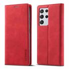 For Samsung Galaxy S21 Ultra 5G LC.IMEEKE Strong Magnetism Ultra-thin Horizontal Flip Matte TPU + PU Leather Case with Holder & Card Slots & Wallet(Red) - 1