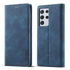 For Samsung Galaxy S21 Ultra 5G LC.IMEEKE Strong Magnetism Ultra-thin Horizontal Flip Matte TPU + PU Leather Case with Holder & Card Slots & Wallet(Blue) - 1
