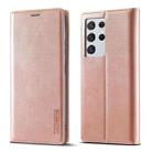 For Samsung Galaxy S21 Ultra 5G LC.IMEEKE Strong Magnetism Ultra-thin Horizontal Flip Matte TPU + PU Leather Case with Holder & Card Slots & Wallet(Rose Gold) - 1