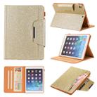 For iPad 10.2 2021 / 2020 / 2019 Glitter Powder Horizontal Flip Leather Case with Holder & Card Slot & Photo Frame & Wallet(Gold) - 1