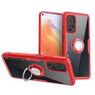 For Xiaomi Mi 10T Pro 5G Shockproof Transparent TPU + Acrylic Protective Case with Ring Holder(Red) - 1