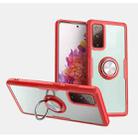 For Samsung Galaxy S20 FE Shockproof Transparent TPU + Acrylic Protective Case with Ring Holder(Red) - 1