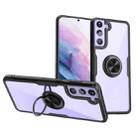 For Samsung Galaxy S21+ 5G Shockproof Transparent TPU + Acrylic Protective Case with Ring Holder(Black) - 1