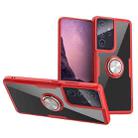 For Samsung Galaxy S21 Ultra 5G Shockproof Transparent TPU + Acrylic Protective Case with Ring Holder(Red) - 1