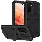 For Samsung Galaxy S21 5G R-JUST Shockproof Waterproof Dust-proof Metal + Silicone Protective Case with Holder(Black) - 1