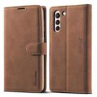 For Samsung Galaxy S21+ 5G Forwenw F1 Series Matte Strong Magnetism Horizontal Flip Leather Case with Holder & Card Slots & Wallet & Photo Frame(Brown) - 1