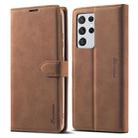 For Samsung Galaxy S21 Ultra 5G Forwenw F1 Series Matte Strong Magnetism Horizontal Flip Leather Case with Holder & Card Slots & Wallet & Photo Frame(Brown) - 1