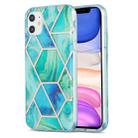 For iPhone 11 3D Electroplating Marble Pattern TPU Protective Case (Green Blue) - 1