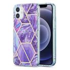 For iPhone 12 mini 3D Electroplating Marble Pattern TPU Protective Case (Purple) - 1