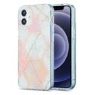 For iPhone 12 mini 3D Electroplating Marble Pattern TPU Protective Case (Pink) - 1