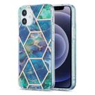 For iPhone 12 mini 3D Electroplating Marble Pattern TPU Protective Case (Dark Green) - 1