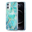 For iPhone 12 / 12 Pro 3D Electroplating Marble Pattern TPU Protective Case(Green) - 1