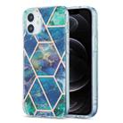 For iPhone 12 / 12 Pro 3D Electroplating Marble Pattern TPU Protective Case(Dark Green) - 1